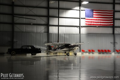 Cessna 120 in the hangar